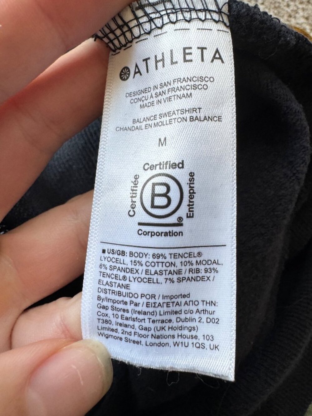 Athleta Womens Black Balance Sweatshirt Full-Zip Hoodie Thumbholes Size Medium - Picture 11 of 13